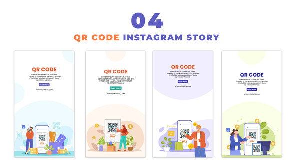 QR Code Payment 2D Vector Cartoon Instagram Story
