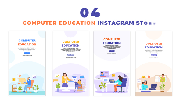 Vector Character Computer Learning Design Instagram Story