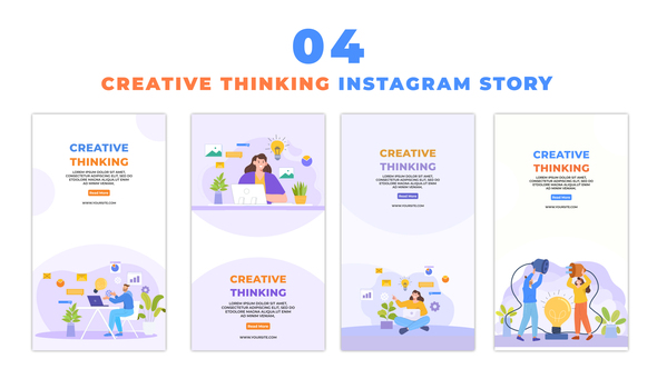 Creative Thinking Concept Flat Character Instagram Story
