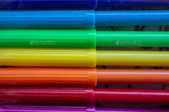 Multi colored felt tip pens, Stock image