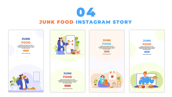 Junk Food Lover Flat Avtar Animation Instagram Story