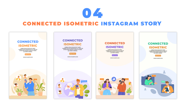 Flat Vector Isometric Connection Concept Instagram Story