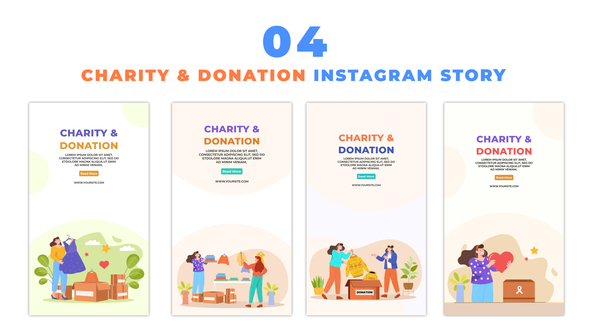 Charity and Donation Vector Character Instagram Story Template