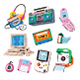 Nostalgic Retro Gadgets Games and Devices. Vector Images