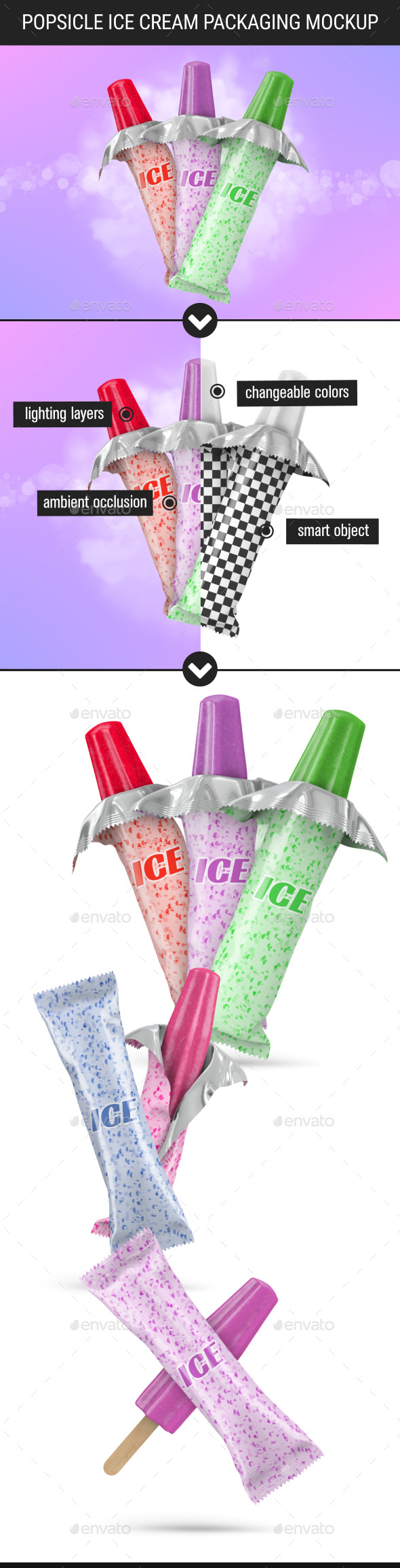 Popsicle Ice Cream Packaging Pouch Mockup