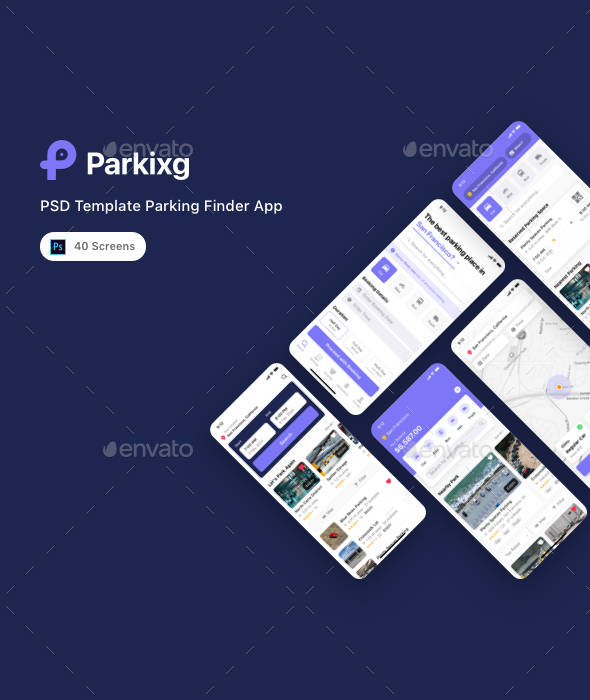 Parkixg - PSD Template Parking Finder App