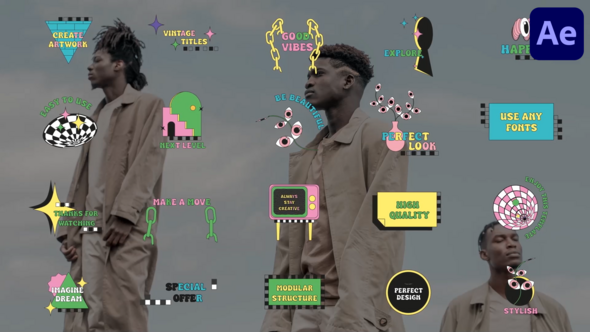 Colorful Vintage Titles for After Effects Titles template preview