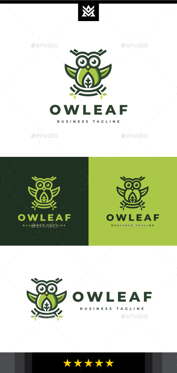 Nature Leaf Owl Logo Template