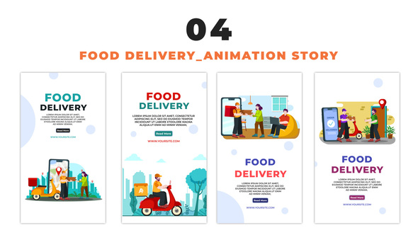 Flat Design Food Delivery Animation Instagram Story