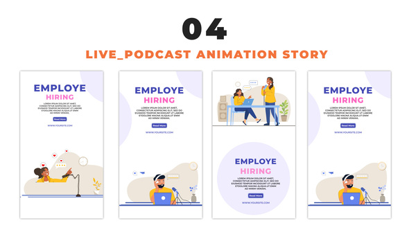Live Podcast 2D Vector Flat Character Instagram Story