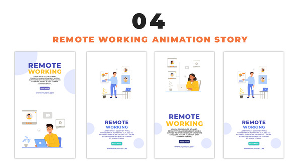Remote Working Employee 2D Character Design Instagram Story