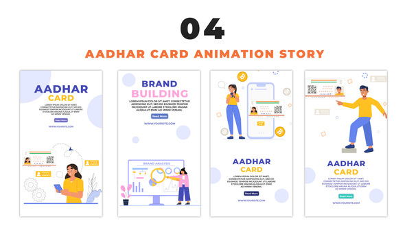 Aadhar Card Concept Flat Character Instagram Story