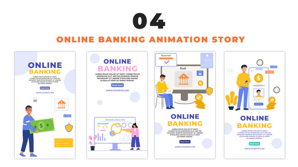 Online Banking Vector Avatar Instagram Story