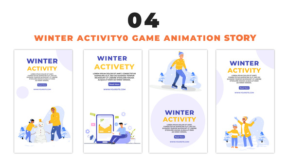 Winter Game Activity Vector Character Design Instagram Story