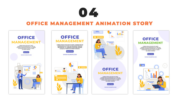 Corporate Office Management Flat Design Character Instagram Story
