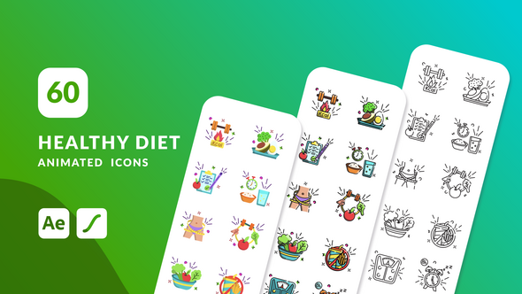 Healthy Diet Animated Icons | After Effects