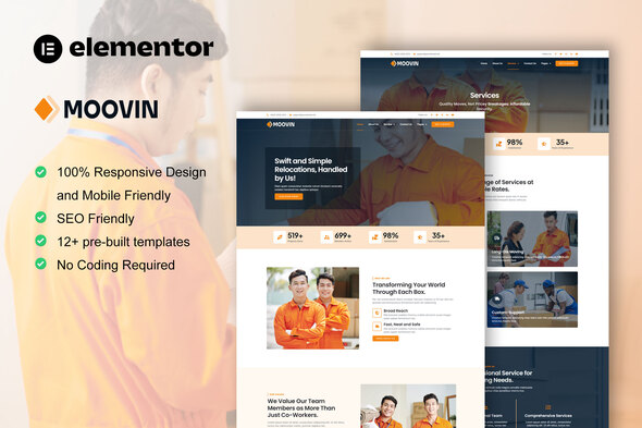 Moovin - Moving Company Elementor Pro Template Kit