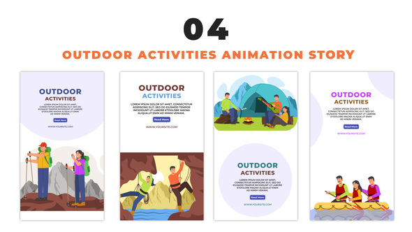 Outdoor Activities 2D Character Design Instagram Story