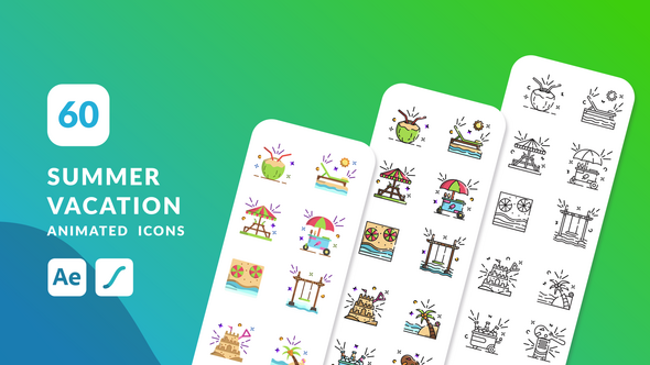 Summer Vacation Animated Icons | After Effects