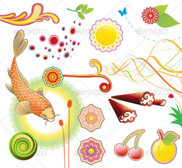 funky summer design elements - Decorative Symbols Decorative