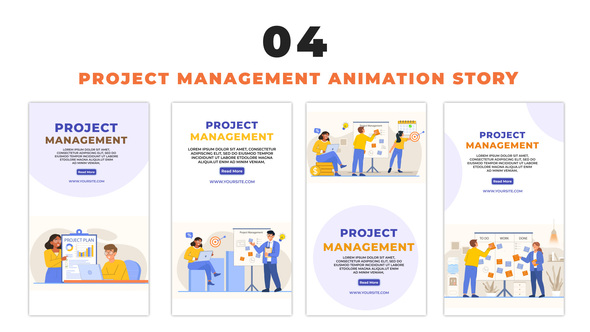Corporate Project Management Flat Character Instagram Story