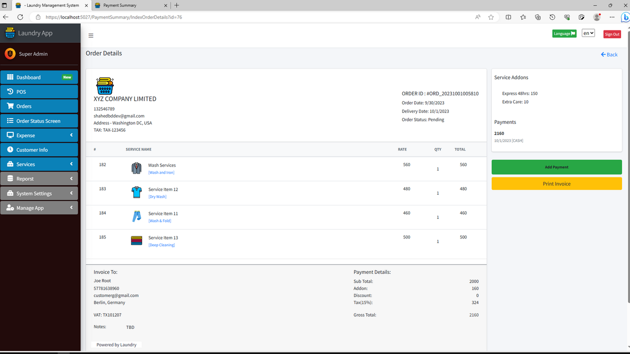 Laundry Box POS and Order Management System by shaheddev CodeCanyon