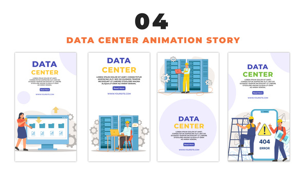 Flat Design Character Data Center Service Instagram Story