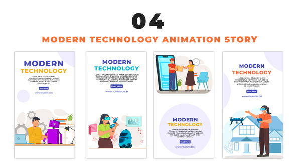 Modern Technology Vector 2D Cartoon Animation Instagram Story