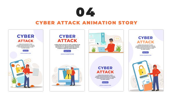Cyber Attack Vector Cartoon Character Instagram Story