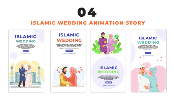 Islamic Wedding Avatar Character 2D Vector Instagram Story