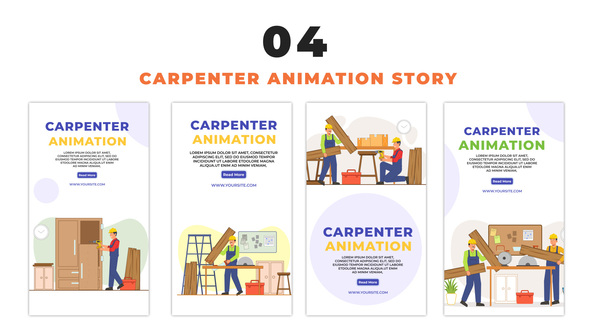 Carpenter Working Vector 2D Cartoon Instagram Story