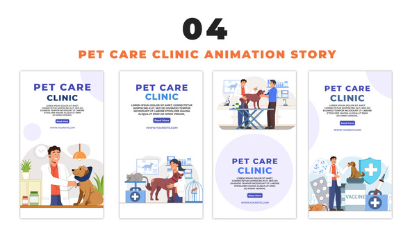 Flat Vector Pet Care Clinic Instagram Story