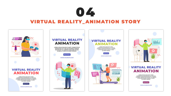 VR Technology 2D Vector Character Instagram Story