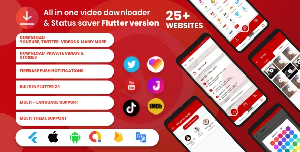 All Video Downloader & Story Saver Flutter Supports Whatsapp, Tiktok, Twitter, Vimeo, Likee