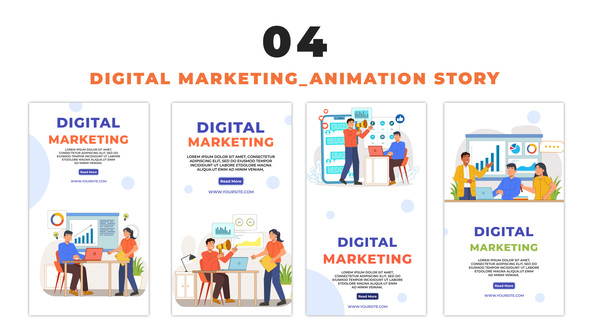 Flat Character Digital Marketing Service Animation Instagram Story