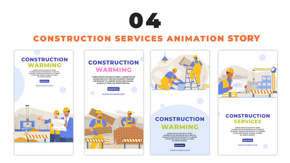 Construction Services Agency Flat Character Instagram Story