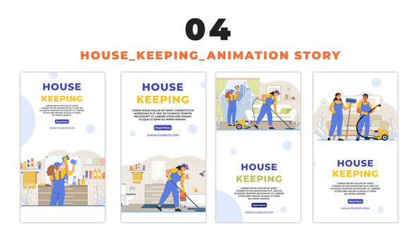 House Keeping Services Flat Design Character Instagram Story