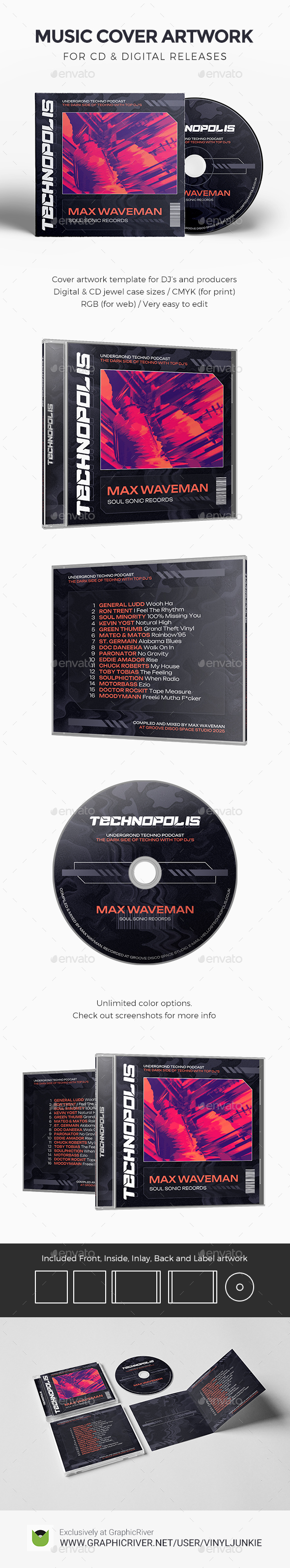 DJ Music Cover Artwork Template for CD / Digital Releases