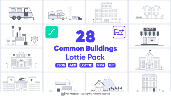 Common Building Icons Lottie Pack