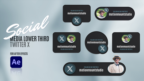 Social Media Lower Thirds - Twitter X Elements template preview