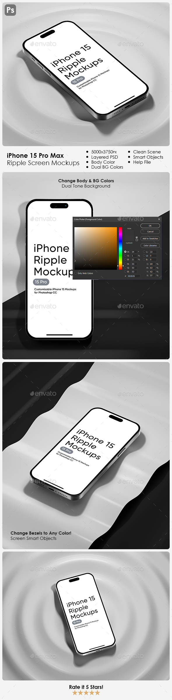 iPhone 15 Pro Ripple Device Mockups