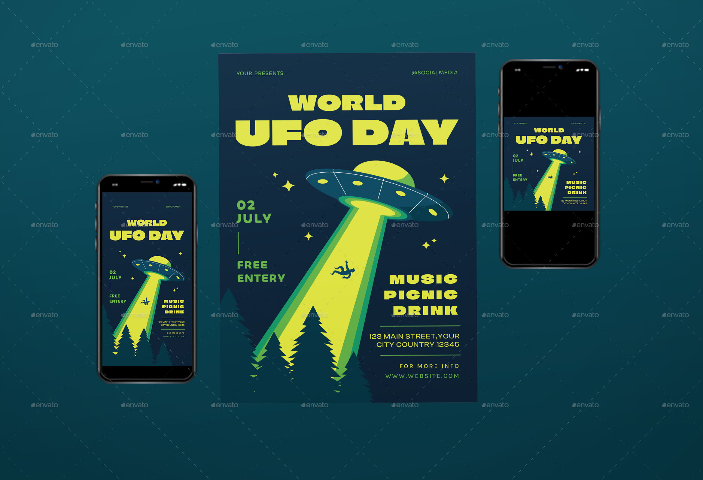 World UFO Day Flyer Set, Print Templates | GraphicRiver