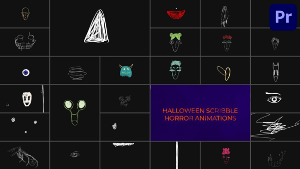 Halloween Scribble Horror Animations for Premiere Pro