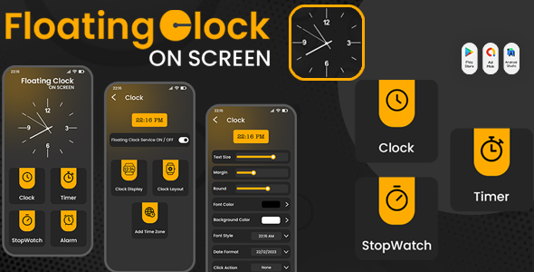 [DOWNLOAD]Floating Clock On Screen - Multi Floating Clock - Timer - StopWatch - Alarm - Widget - Stopwatch