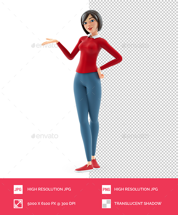 3D Casual Girl Presenting Pose