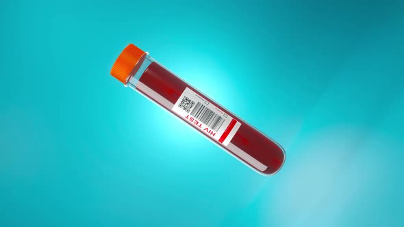 HIV Blood check Test tube 3D animation alt