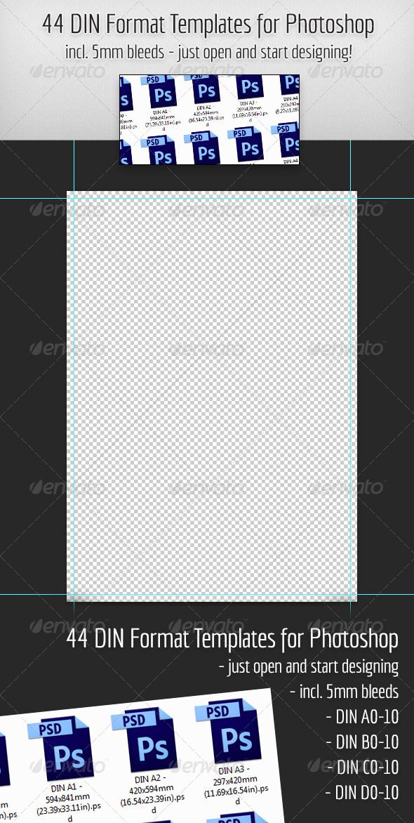 44 DIN Format Templates for Photoshop - Miscellaneous Print Templates