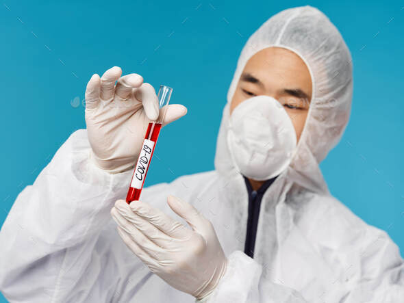 man asian appearance laboratory tests diagnostics test for coronavirus