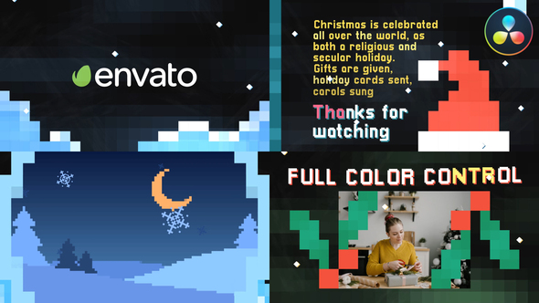 Christmas New Year Pixel Opener | DaVinci Resolve