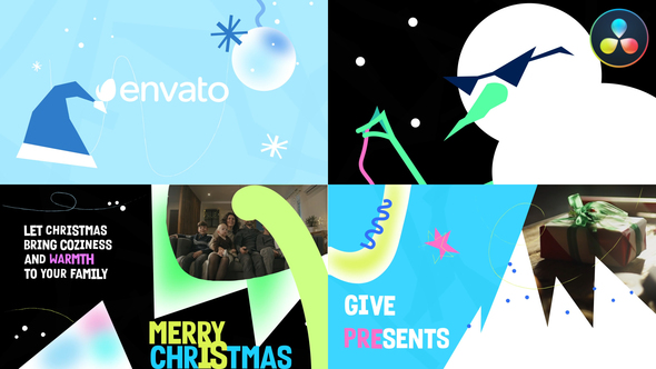 Stylish Christmas Greetings Slideshow for DaVinci Resolve